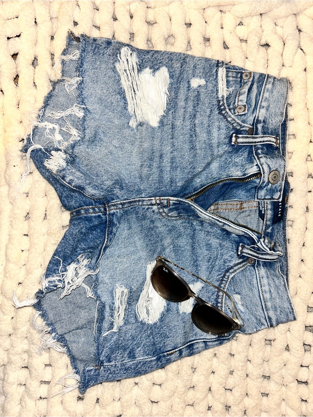 Aeropostale Distressed Light Blue Denim Cutoff Shorts